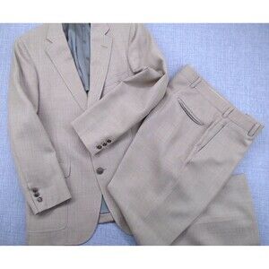 Vintage Austin Reed Suit 42R Brown Tweed Blazer & Pants Set Tan VTG